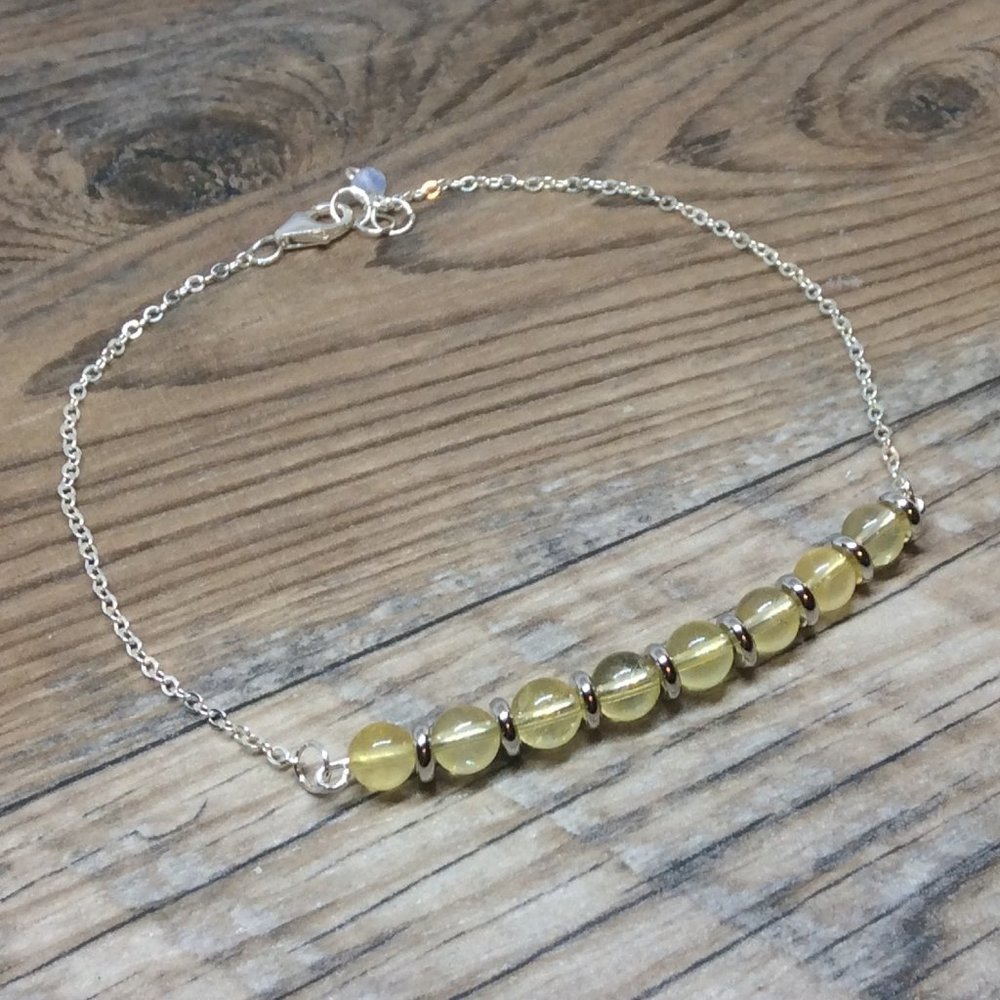 Citrine anklet, Sterling Silver, November birthstone, healing jewelry